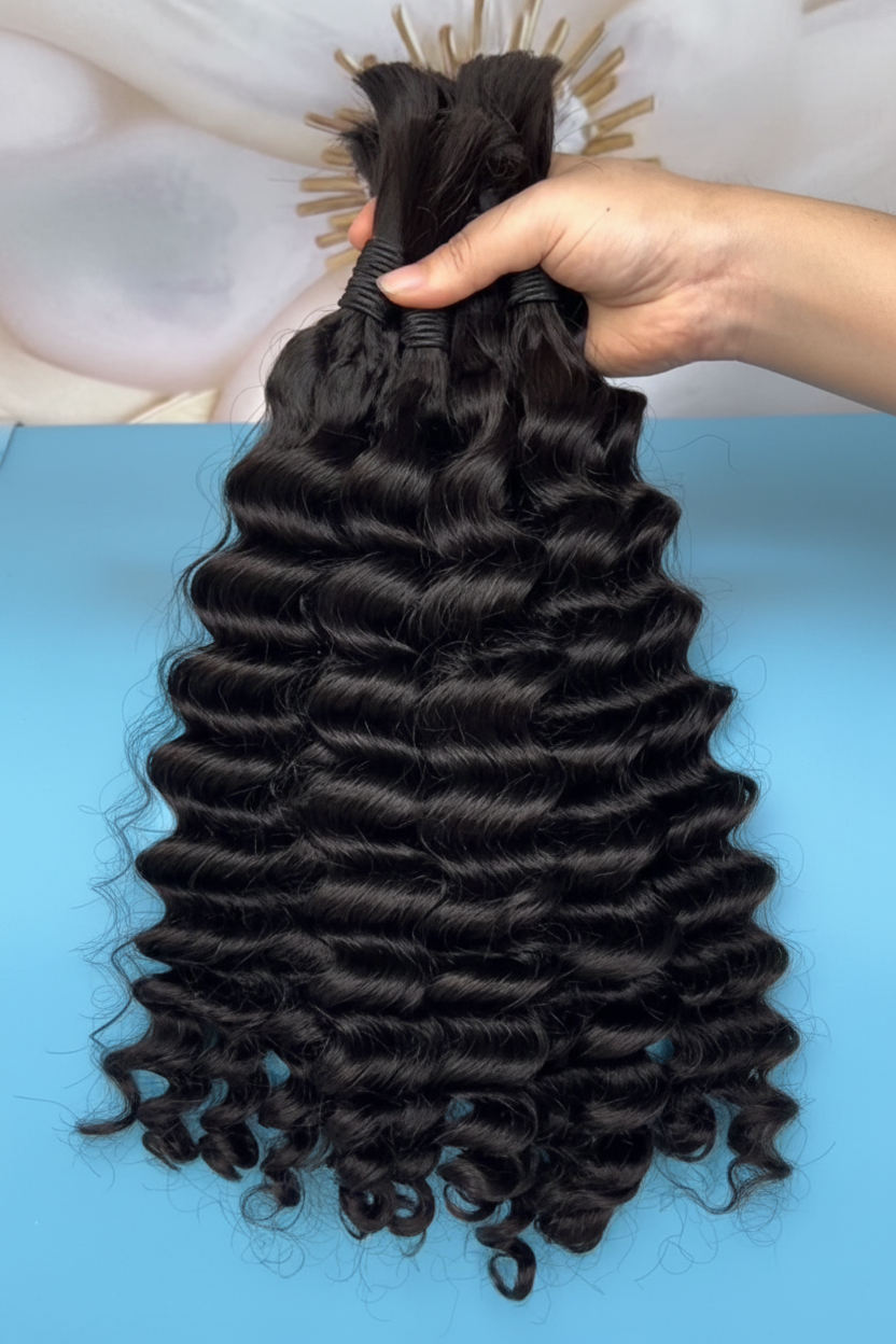 No Weft Virgin Bulk Human Hair – Curly
