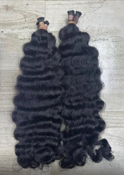 Raw Cambodian Boho Wavy/Curly Bulk Braiding Hair